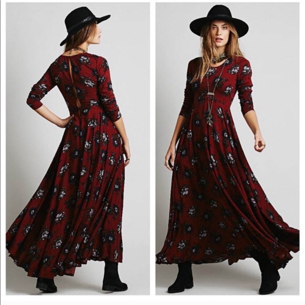 Free People first kiss maxi dress rare red Combo